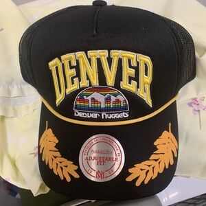 Denver Nuggets Mitchell & Ness NBA Trucker Hat Cap 3D Logo Rope Bill Ivy Art New